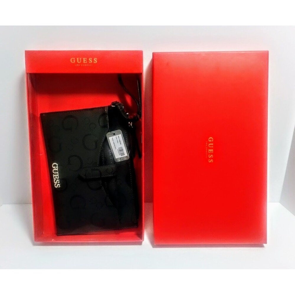 GUESS GLEESON SLG CLUTCH WRISTLET WALLET HANDBAG COAL NEW IN BOX